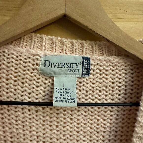 Vintage Diversity Size Large Coquette Girl Floral Fringe Baby Pink Cardigan - Picture 5 of 13